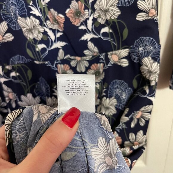 ModCloth Women's Blue Floral Faux Wrap All Is Full Of Lovely Skater Dress Small - Picture 8 of 9